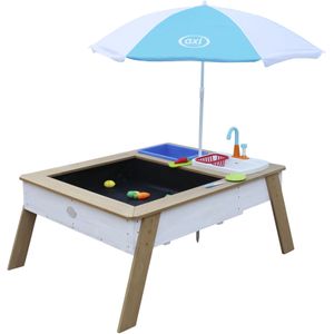 AXI Linda Zand & Water Tafel met Speelkeuken wastafel Bruin/wit - Parasol Blauw/wit