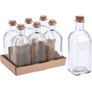 Fles Glas Met Kurk 500ml 7x7xh19cm (per Stuk)