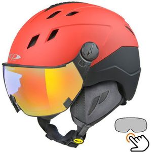 CP Corao+ skihelm rood met single spiegel vizier (2 Keuzes) - zeer veilig