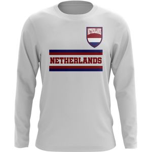 Netherlands Core Football Country Long Sleeve T-Shirt (White)