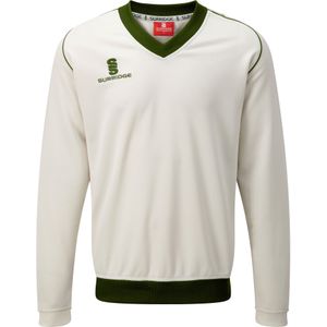Surridge Jongens Junior Fleece Gevoerde Trui Sport / Cricket (LB) (Wit/groen getrimd)