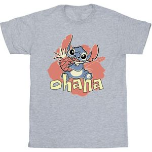 Disney Heren Lilo en Stitch Ohana Ananas T-shirt (XXL) (Sportgrijs)