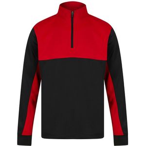 Finden & Hales Unisex fleece top met kwart rits voor volwassenen (XXL) (Zwart/Rood)