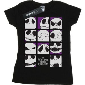 Disney Dames/Dames Nightmare Before Christmas Vele gezichten van Jack Vierkantjes Katoenen T-Shirt (XL) (Zwart)