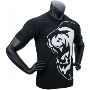 Super Pro T-Shirt Lion Logo - Katoen - Zwart/Wit - XXL