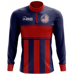 USA Concept Football Half Zip Midlayer Top (Blue-Red)
