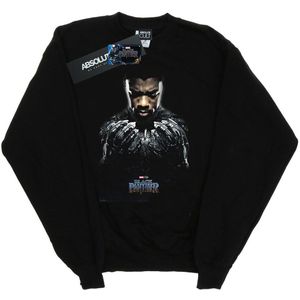 Marvel Meisjes Sweatshirt met Zwarte Panter T´Challa Poster (128) (Zwart)