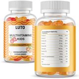 LUTO Supplements Multivitamine Gummies voor Kinderen | Vegan | Aardbei & Sinaasappel | Essentiële Vitaminen & Mineralen