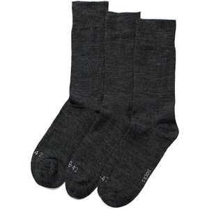 Apollo - Merino Wolllen sokken - Unisex - Antipress - Antraciet - 3-Pak - Maat 35/38 - Diabetes sokken - Sokken zonder elastiek - Naadloze sokken