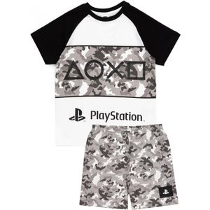 Playstation Jongens Gaming Camo Korte Pyjamaset (128) (Zwart/Grijs/Wit)