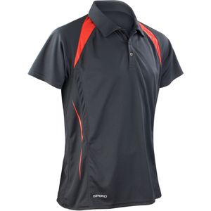 Spiro Heren Sport Team Spirit Performance Polo Shirt (Xlarge) (Zwart/Rood)