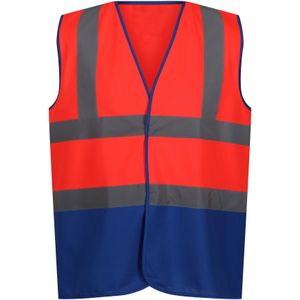 Regatta Heren Pro Tweekleurig Hi-Vis Vest (3XL) (Fluorrood/Roodblauw)