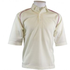Carta Sport Heren Cricket overhemd met contrasterende biezen (XL) (Gebroken wit/Marron)