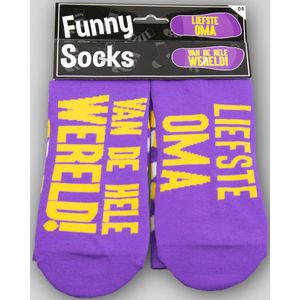 sokken Funny Socks liefste oma katoen paars one-size