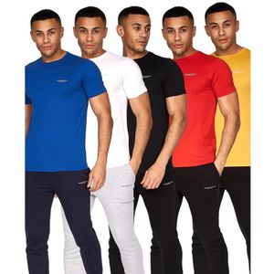 Crosshatch Heren Traymax T-shirt (pak van 5) (S) (Blauw/Rood/Zwart/Geel/Wit)
