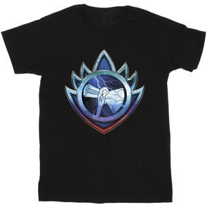 Marvel Meisjes Thor Liefde en Donder Stormbreaker Crest Katoenen T-Shirt (116) (Zwart)