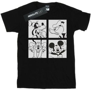 Disney Dames/Dames Mickey, Donald, Goofy en Pluto Boxed Katoenen Vriendje T-shirt (L) (Zwart)