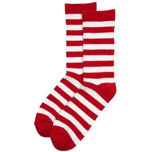 Apollo - Feest sokken met strepen - rood-wit 41/46 - Gekleurde sokken - Carnaval - Party sokken heren