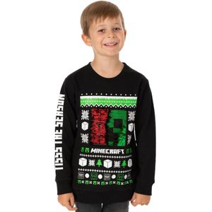 Minecraft Kersttrui met lovertjes voor kinderen/Kinderen (122) (Zwart/Groen/Wit)