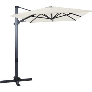 AXI Milad Premium Zweefparasol rechthoekig 200x300 cm in Antraciet / Beige | Parasol voor tuin met Aluminium Frame | Inclusief kruisvoet & hoes | Kantelbaar & 360° draaibaar