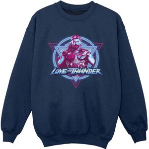 Marvel Jongens Thor Love And Thunder Neon Badge Sweatshirt (104) (Marineblauw)
