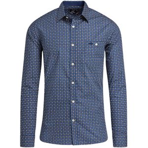 Raging Bull Heren Geometrisch Shirt Met Lange Mouwen (3XL) (Marine)