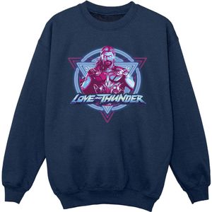 Marvel Meisjes Thor Love And Thunder Neon Badge Sweatshirt (140-146) (Marineblauw)