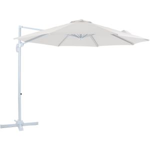 AXI Marisol Zweefparasol Rond Ø 300 cm in Wit / Beige | Ronde Parasol voor tuin met Aluminium Frame | Inclusief kruisvoet & hoes | Kantelbaar & 360° draaibaar