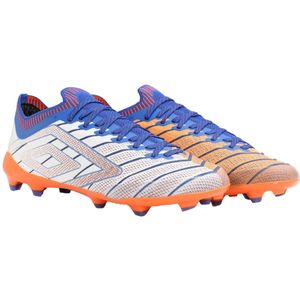 Umbro Heren Velocita Elixir Pro Stevige Grond Voetbalschoenen (42 EU) (Wit/Diep Surf/Vermiljoen)