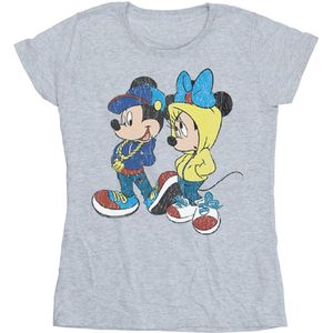 Disney Dames/Dames Mickey en Minnie Mouse Pose Katoenen T-Shirt (S) (Sportgrijs)