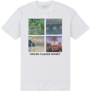 Apoh Unisex Volwassen Oscar-Claude Monet T-Shirt (M) (Wit)