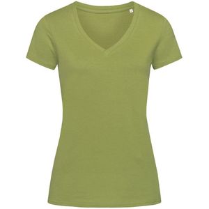 Absolute Apparel - Dames Stedman Janet Organisch T-shirt met V-hals (S) (Groen)