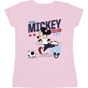 Disney Dames/Dames Mickey Mouse Team Mickey Voetbal Katoenen T-Shirt (M) (Baby Roze)