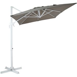 AXI Coco Zweefparasol Rechthoekig 200 x 300 cm in Wit / Taupe | Parasol voor tuin met Aluminium Frame | Inclusief kruisvoet & hoes | Kantelbaar & 360° draaibaar