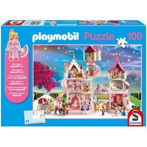Schmidt puzzel - Het prinsessenkasteel, 100 stukjes, inclusief het Playmobil-figuur