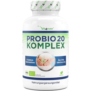Probiotica 20 | Bio-culture complex | 20 Bacteriestammen + FOS | 180 Capsules | Vit4ever