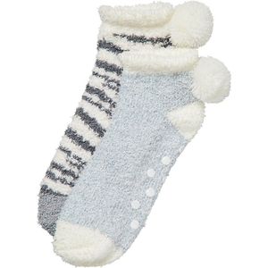 Apollo - Lage bedsokken - Bedsokken dames - Grijs-Zwart - One Size - Slaapsokken - Warme sokken dames - Winter sokken - Fluffy sokken