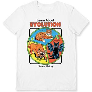 Steven Rhodes Volwassen Unisex Leren over Evolutie T-Shirt (XXL) (Wit/multikleurig)