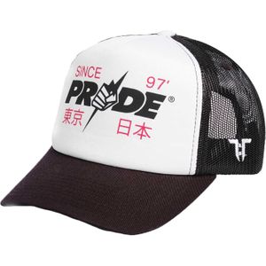 Tokyo Time Unisex Pride Trucker-cap voor volwassenen  (Wit/zwart)