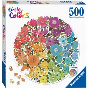 Puzzel 500 stukjes rond Ravensburger - Cirkel van Kleuren - Bloemen