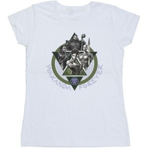 Marvel Dames/Dames Black Panther Wakanda Forever Groep Ring Pose Katoenen T-Shirt (S) (Wit)