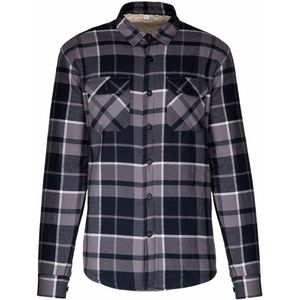 Kariban Heren Sherpa Gevoerd Geruite Shirt Jasje (XL) (Stormgrijs/Navy)