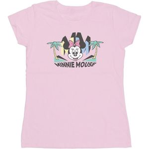 Disney Dames/Dames Minnie MM Palm Katoenen T-Shirt (XXL) (Baby Roze)