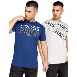 Crosshatch Heren Alstan T-Shirt (Set van 2) (L) (Marine / Grijze Mars)