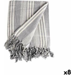 Multifunctionele sjaal Strepen 235 x 205 cm Wit Grijs (8 Stuks)