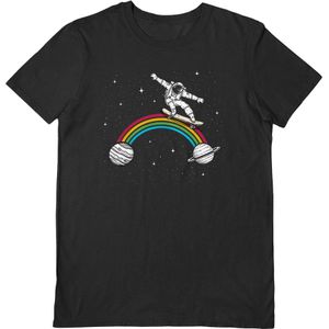 Spacey Gracey Unisex Volwassen Space Skater Jongen T-Shirt (S) (Zwart)