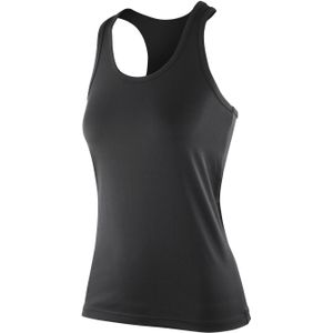 Spiro Dames/dames Softex Stretch Fitness Mouwloze Vest Top (S) (Zwart)