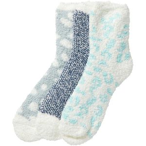 Apollo-Sokken | Bedsokken dames | Blauw|Grijs | 3-Pak | One Size | Slaapsokken | Fluffy sokken | Warme sokken