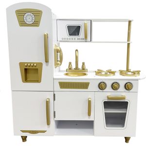 Luxe speelkeuken - Houten keukenspeelgoed - Speelkeukentje - vanaf 3 jaar - wit en goud