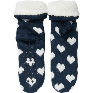 Apollo - Huissok met fake fur - Navy Blauw - Maat 36/41 - Huissok - Fluffy sokken - Slofsokken anti slip - Anti slip sokken - Warme sokken - Winter sokken